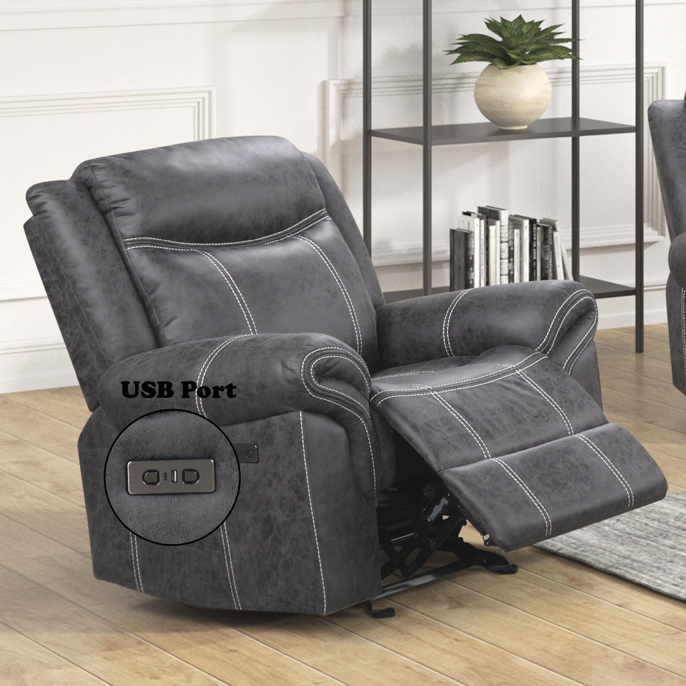 Zubaida Dark Gray Power Motion Glider Recliner - Ornate Home