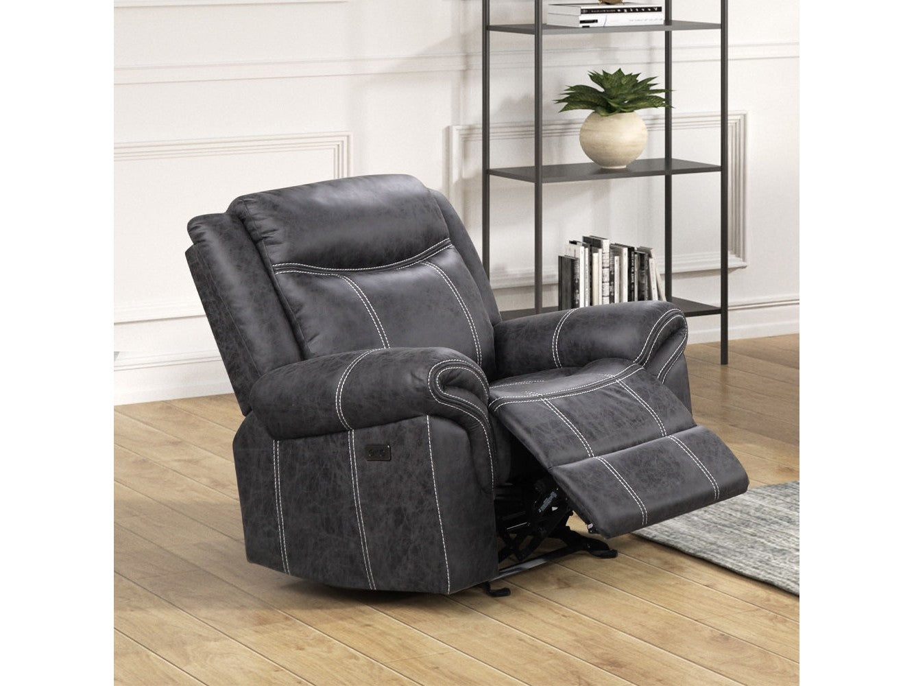Zubaida Dark Gray Power Motion Glider Recliner - Ornate Home