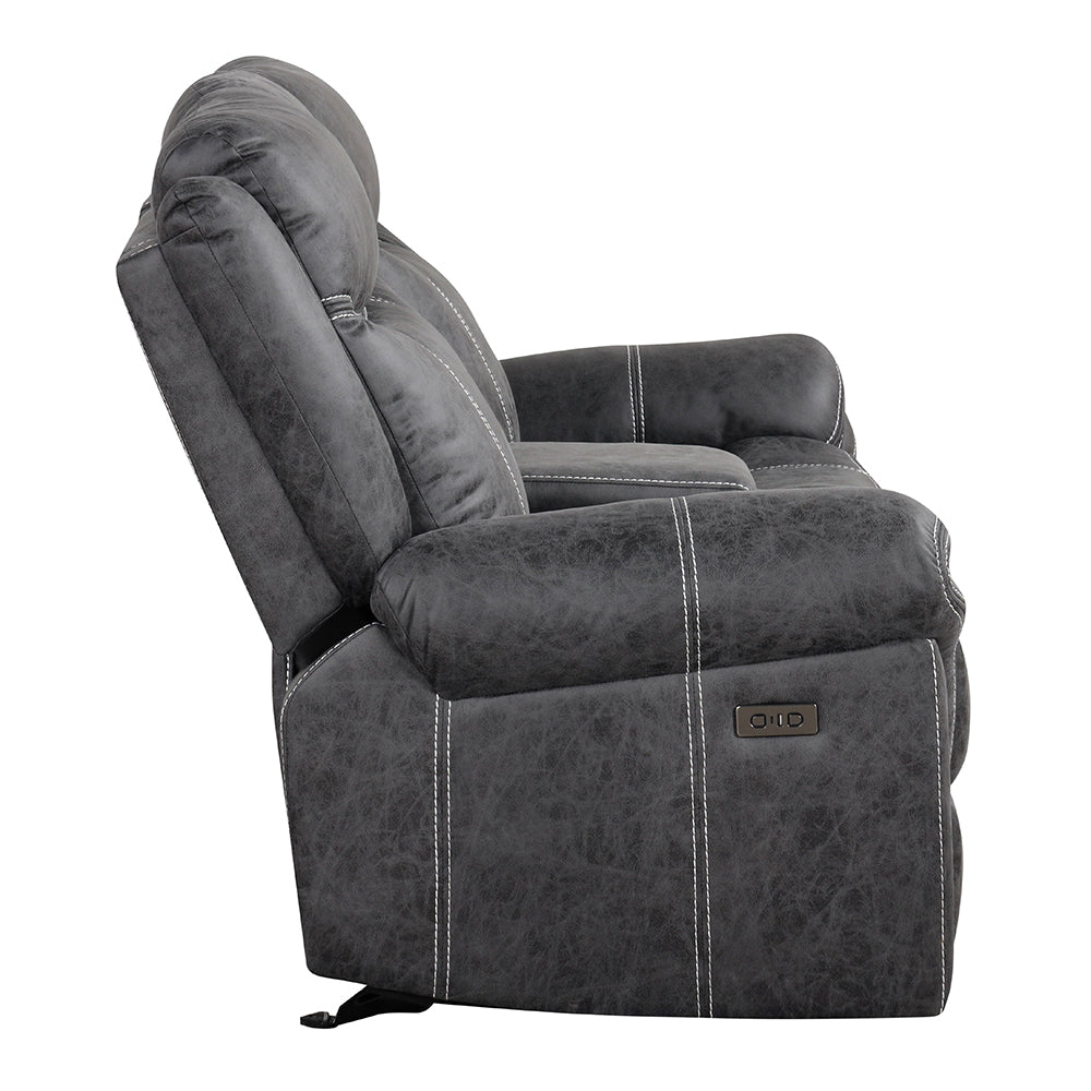 Zubaida Dark Gray Power Motion Loveseat w/USB - Ornate Home