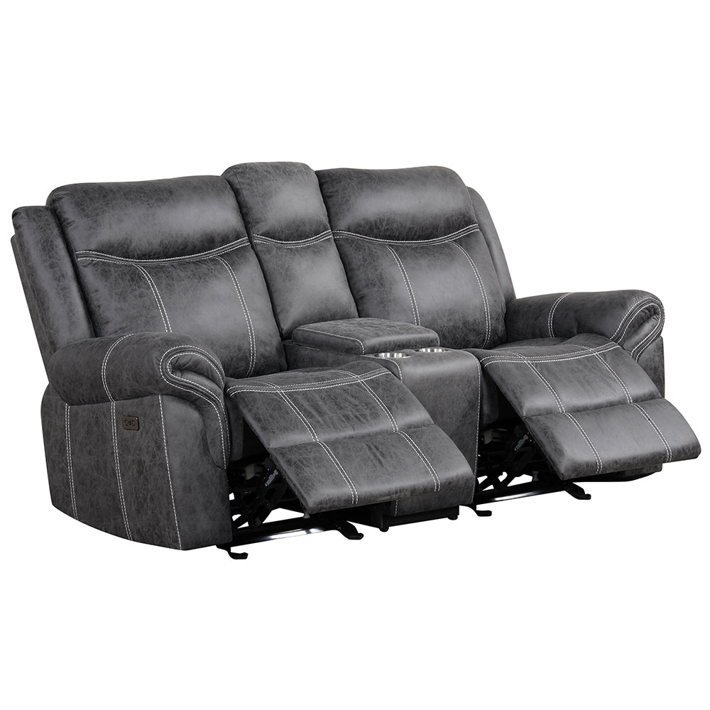 Zubaida Dark Gray Power Motion Loveseat w/USB - Ornate Home