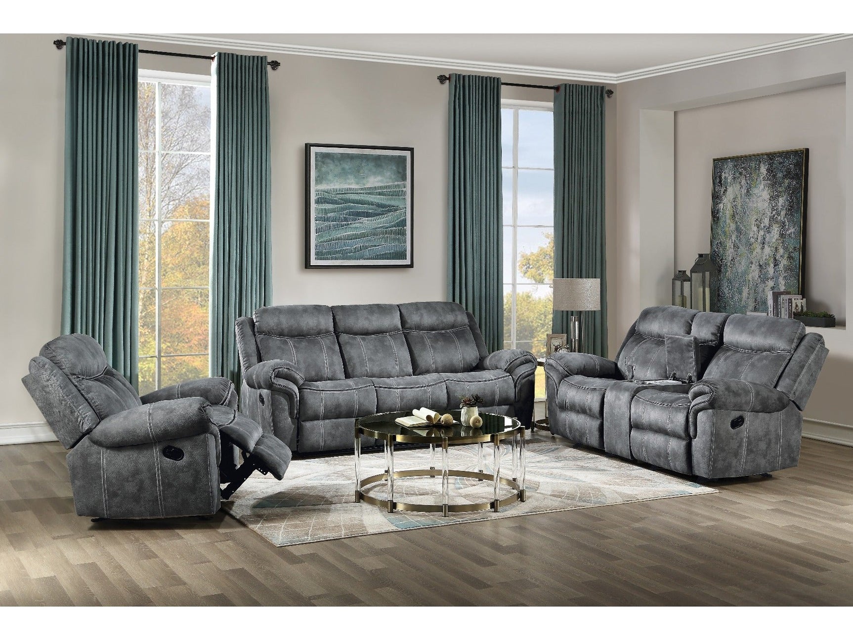 Zubaida Gray Velvet Motion Glider Recliner - Ornate Home