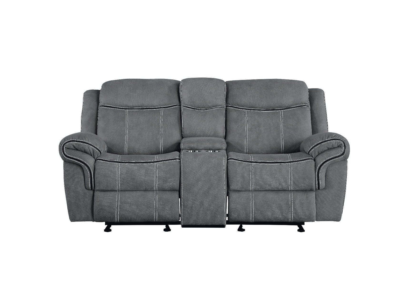 Zubaida Gray Velvet Motion Loveseat with Console - Ornate Home