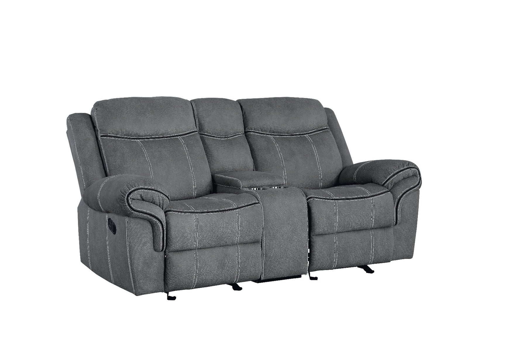 Zubaida Gray Velvet Motion Loveseat with Console - Ornate Home