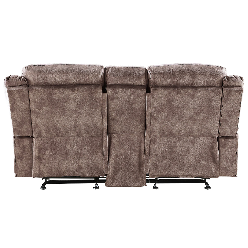 Zubaida Motion Chocolate Loveseat with Console - Ornate Home
