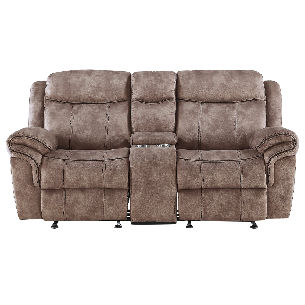 Zubaida Motion Chocolate Loveseat with Console - Ornate Home