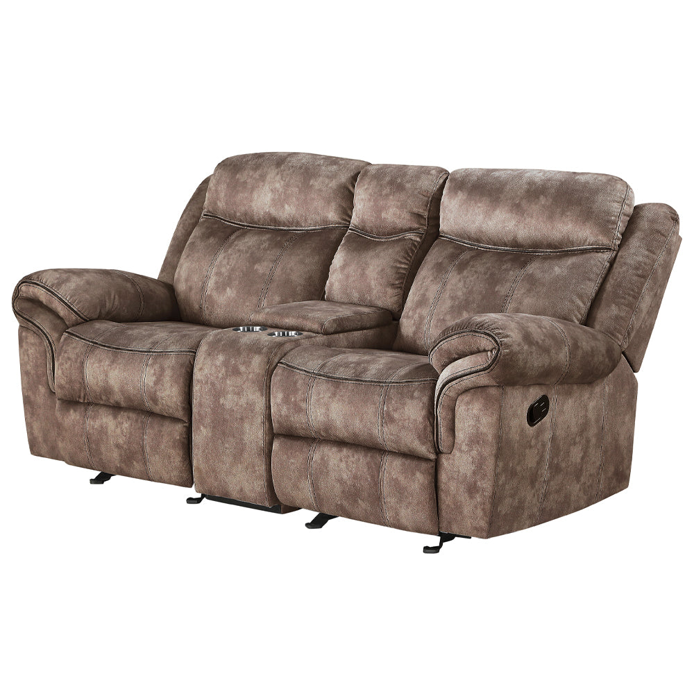 Zubaida Motion Chocolate Loveseat with Console - Ornate Home