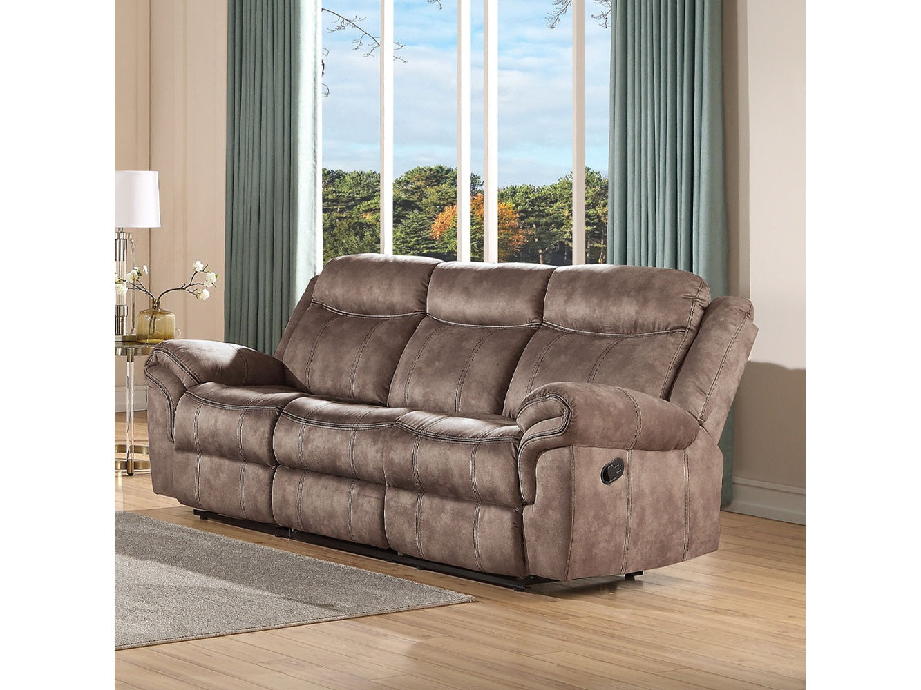 Zubaida Motion Chocolate Loveseat with Console - Ornate Home