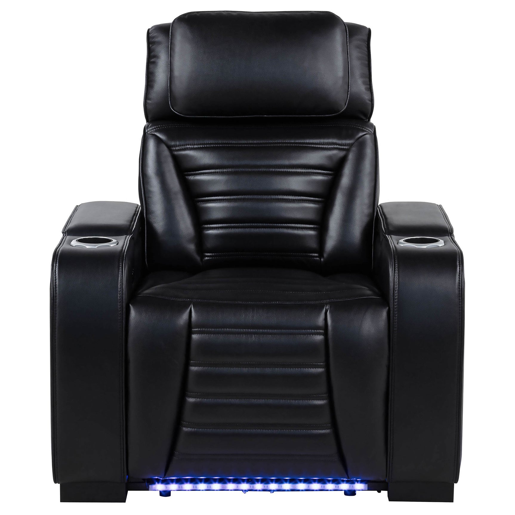 Zuma Black Faux Leather Upholstered Dual Power LED Recliner - Ornate Home