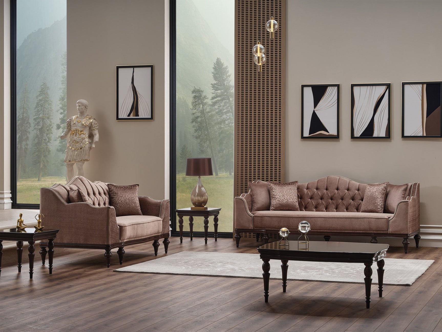 Zumrut Lux Light Brown Stationary Sofa