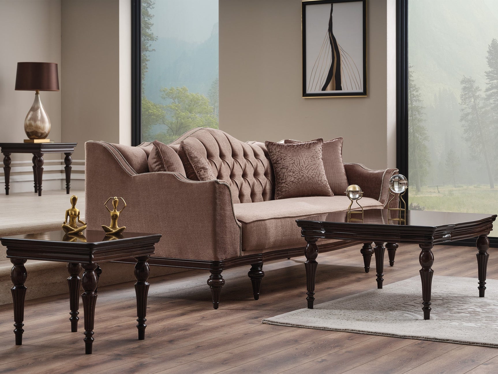 Zumrut Lux Light Brown Stationary Sofa