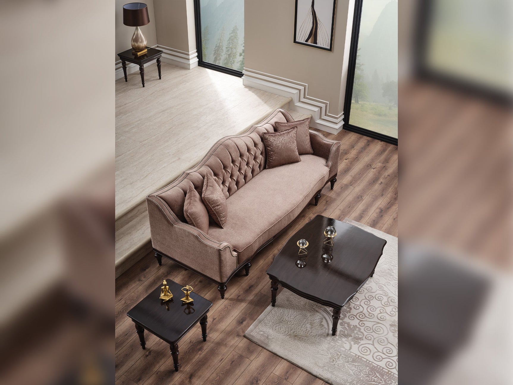 Zumrut Lux Light Brown Stationary Sofa