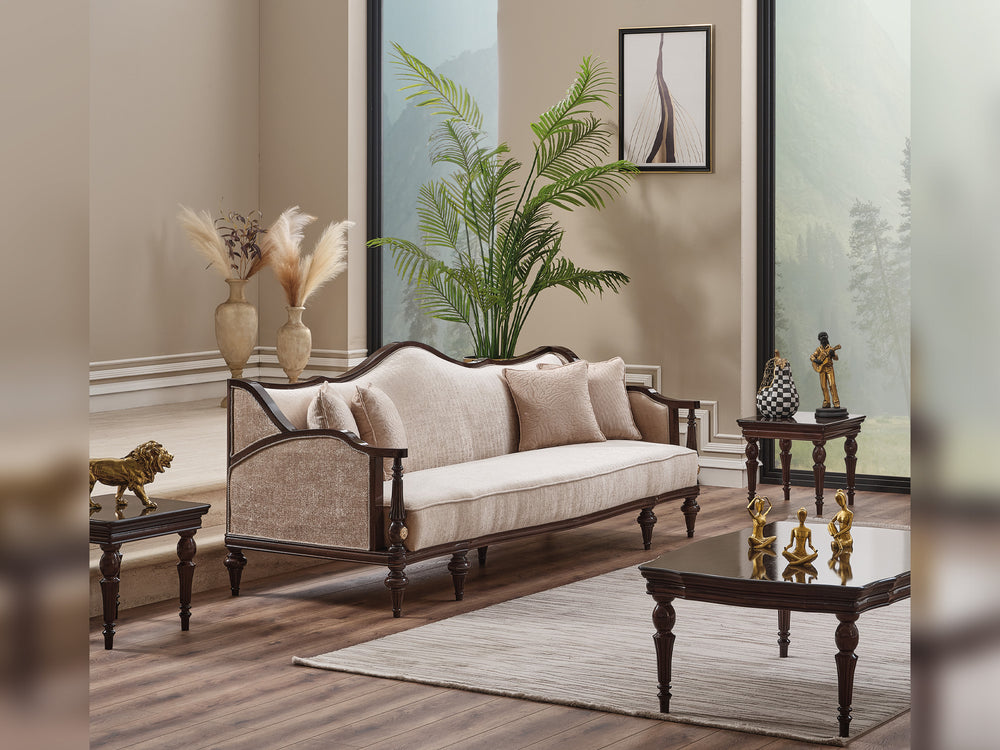 Zumrut Lux Beige 3-pieces (Sofa & Loveseat & Chair) Living Room Set