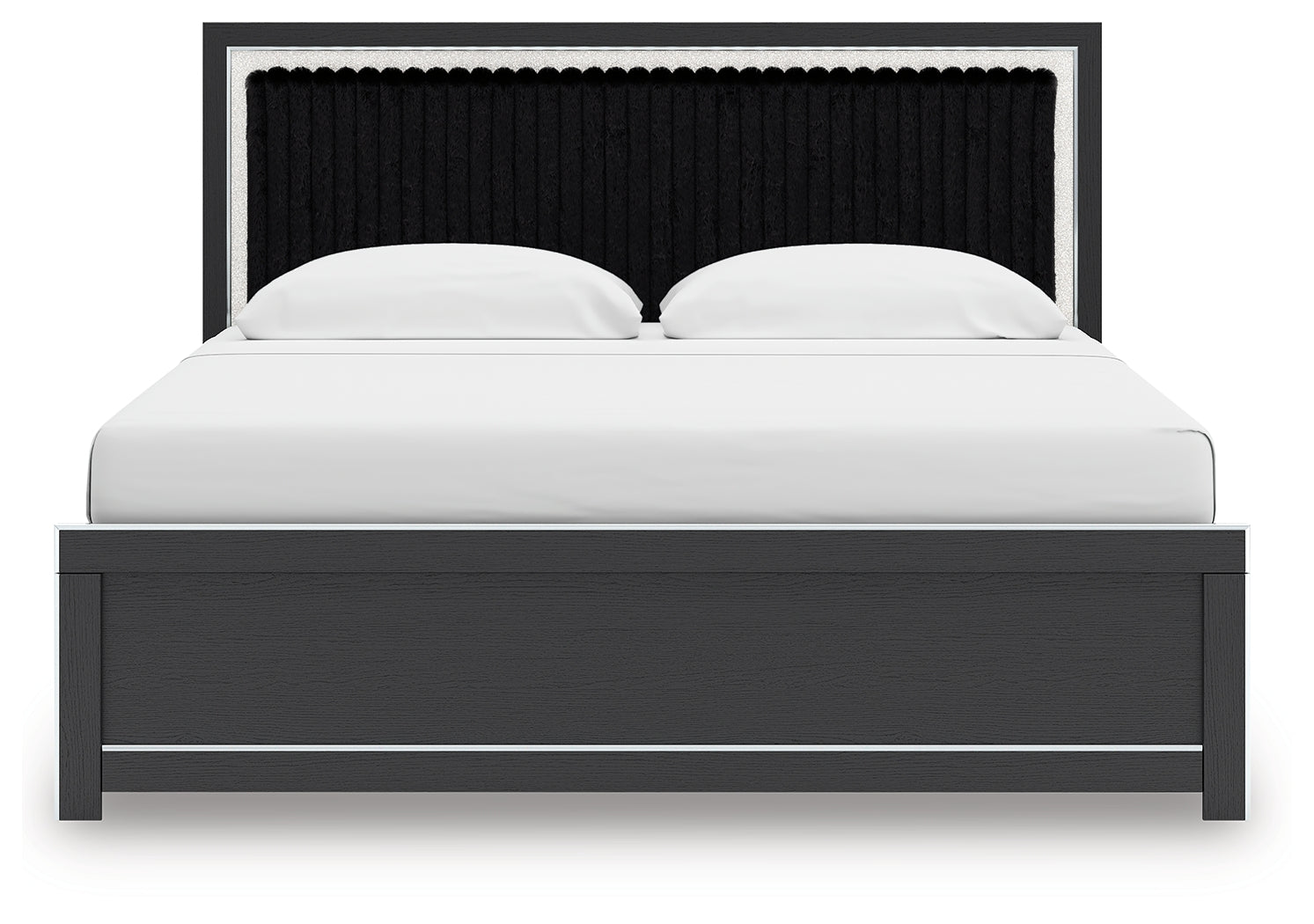 Zuraleus Black King Panel Bedroom Set with Dresser, Mirror and Nightstand - Ornate Home