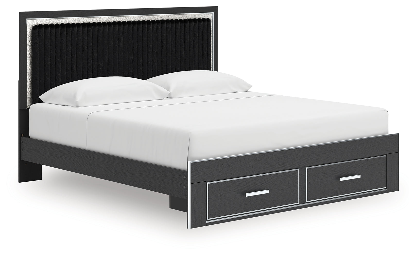 Zuraleus Black King Storage Bedroom Set with Dresser, Mirror, Chest and Nightstand - Ornate Home