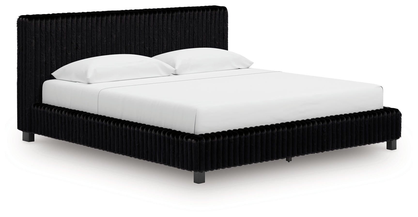 Zuraleus Black King Upholstered Bed, Dresser, Mirror and 2 Nightstands - Ornate Home