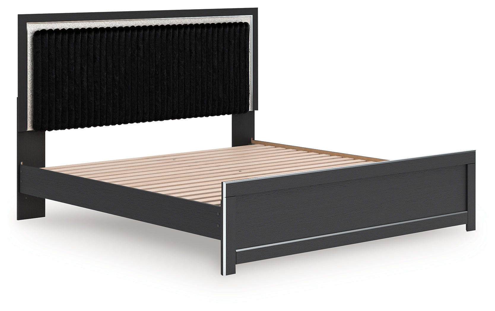 Zuraleus Black King Upholstered Panel Platform Bed (Online Special Price) - Ornate Home