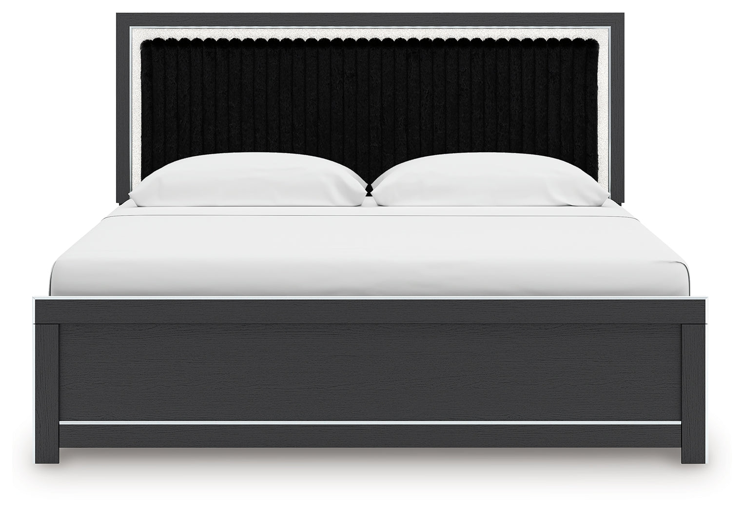 Zuraleus Black King Upholstered Panel Platform Bed (Online Special Price) - Ornate Home