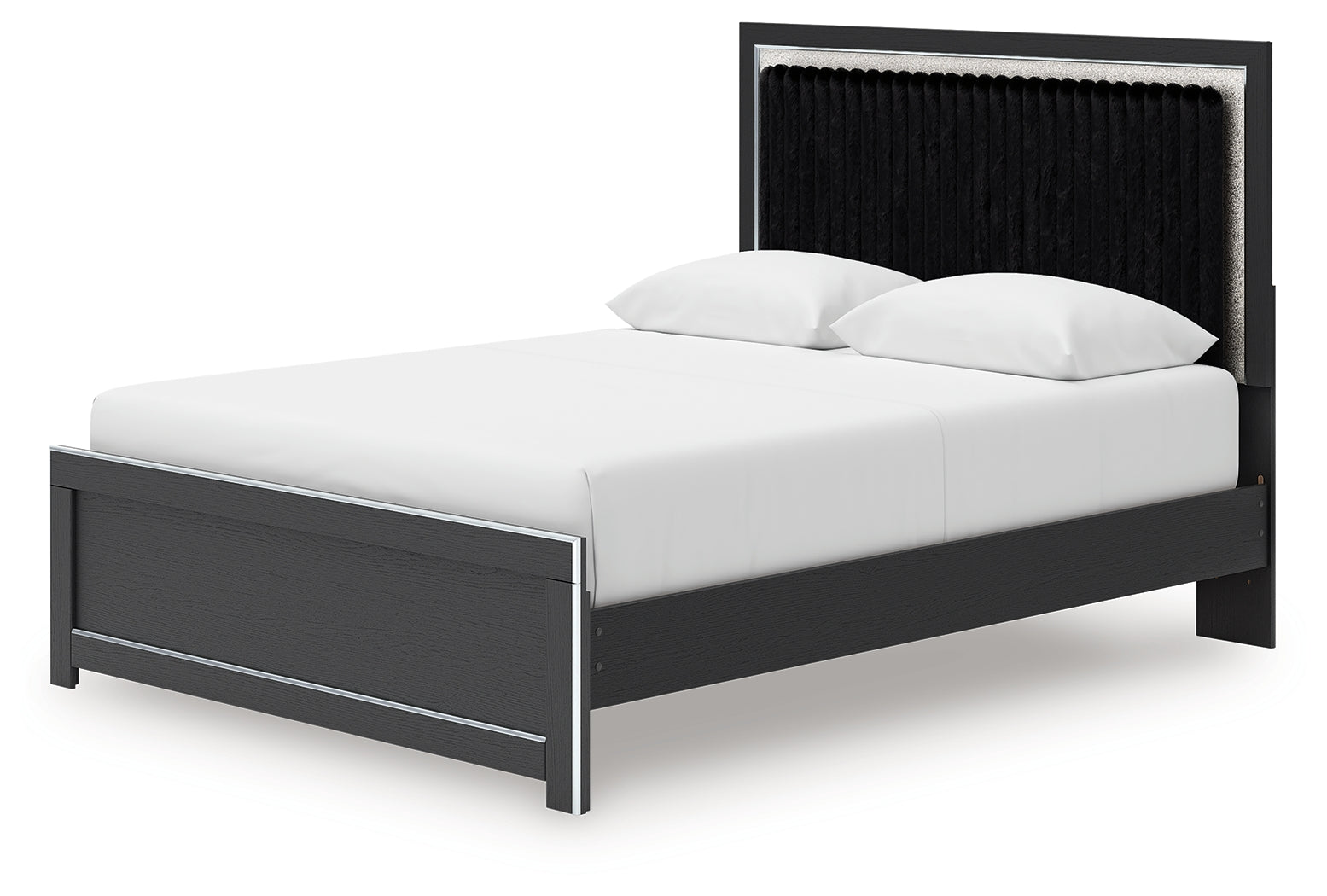 Zuraleus Black Queen Upholstered Bed, Dresser, Mirror and Nightstand - Ornate Home