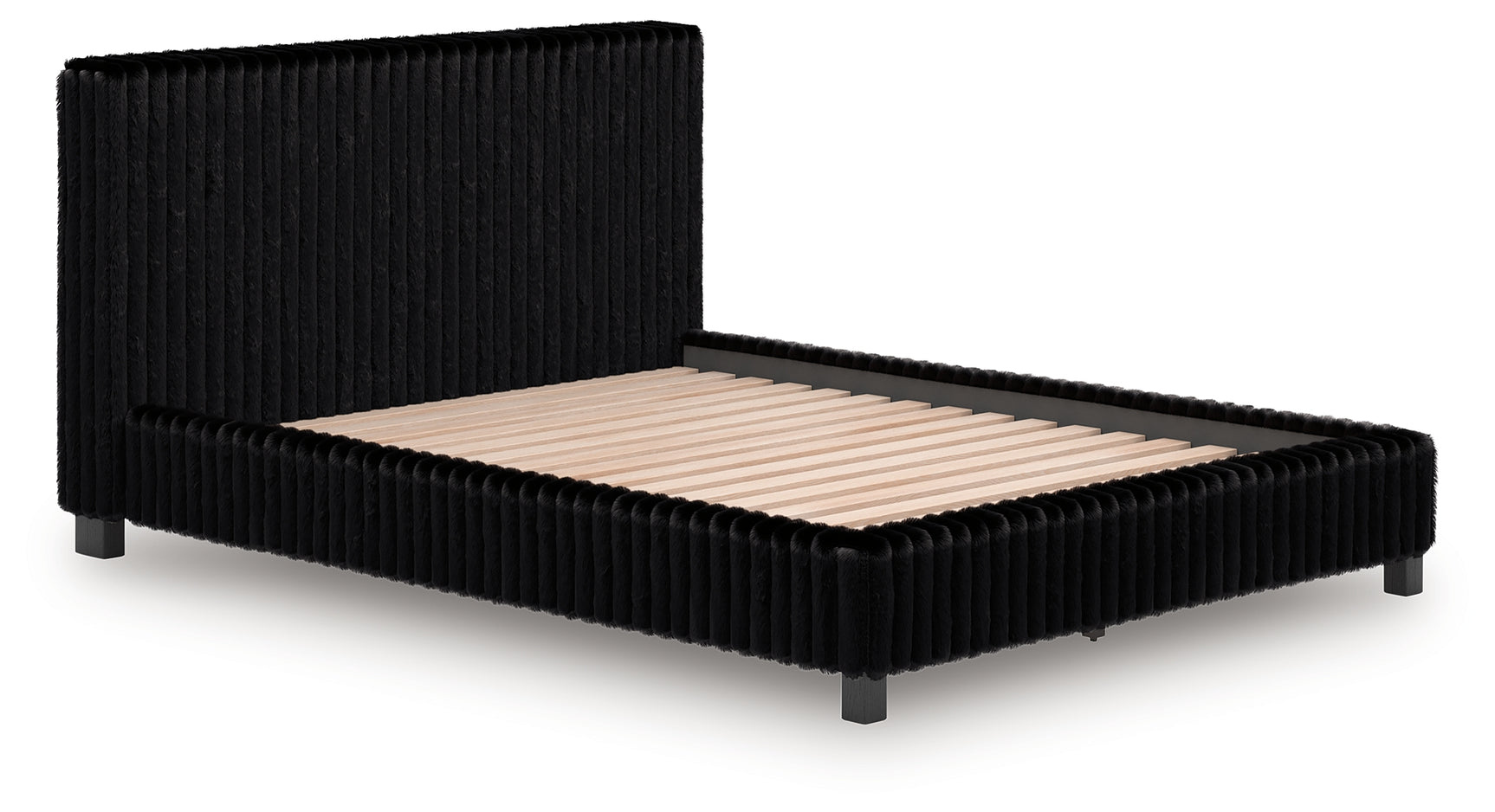 Zuraleus Black Queen Upholstered Bed, Dresser, Mirror and Nightstand - Ornate Home