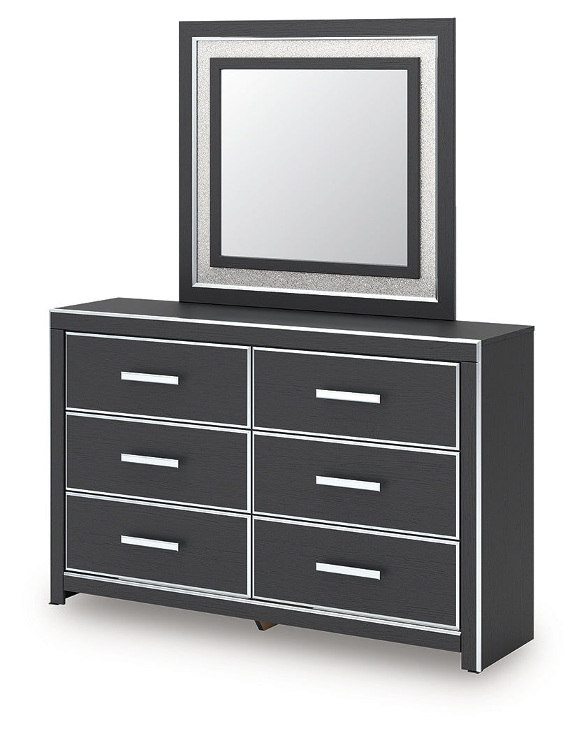 Zuraleus Black Queen Upholstered Bed, Dresser and Mirror (Online Special Price) - Ornate Home