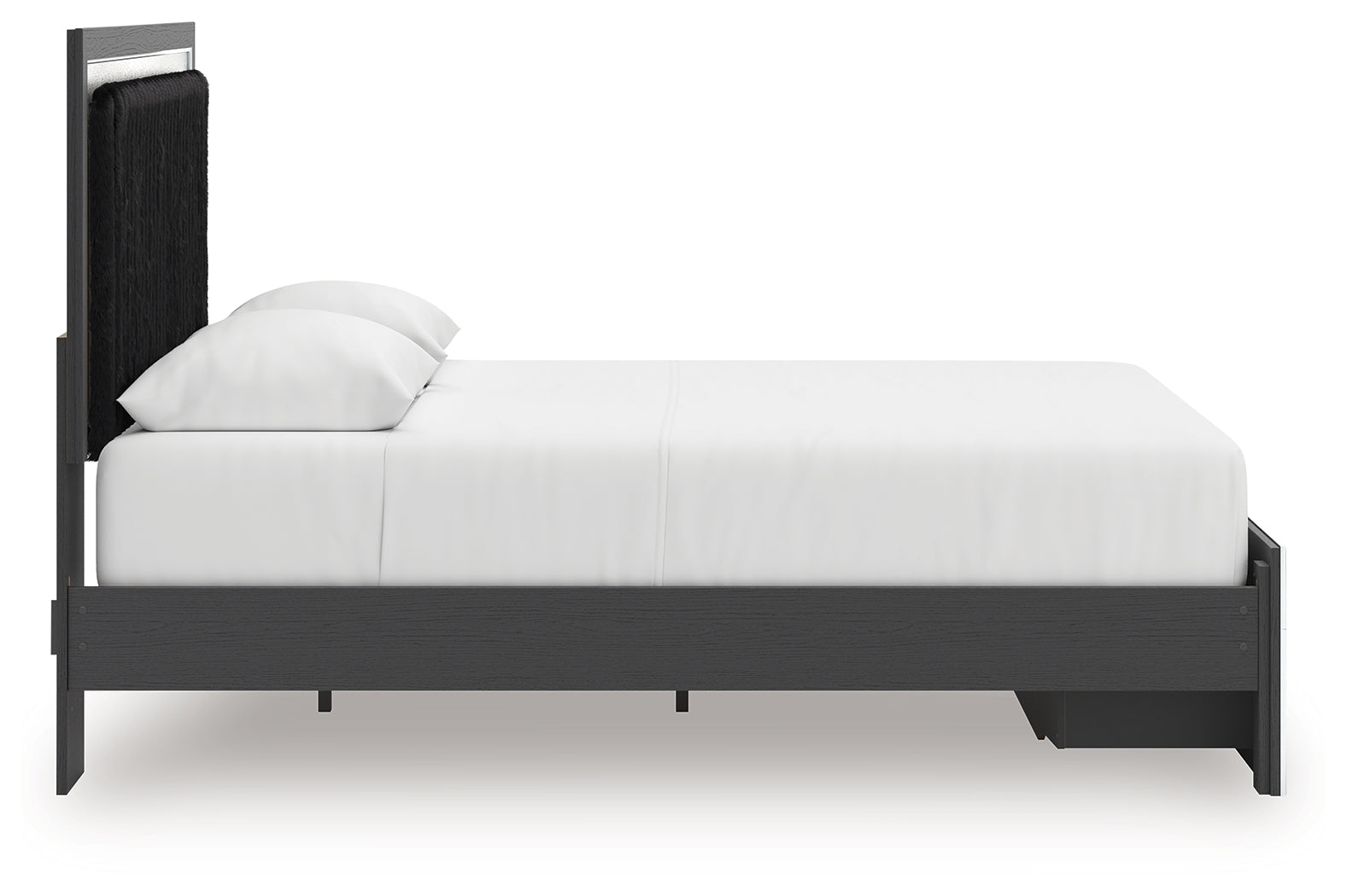 Zuraleus Black Queen Upholstered Panel Platform Storage Bed, Dresser and Mirror (Online Special Price) - Ornate Home