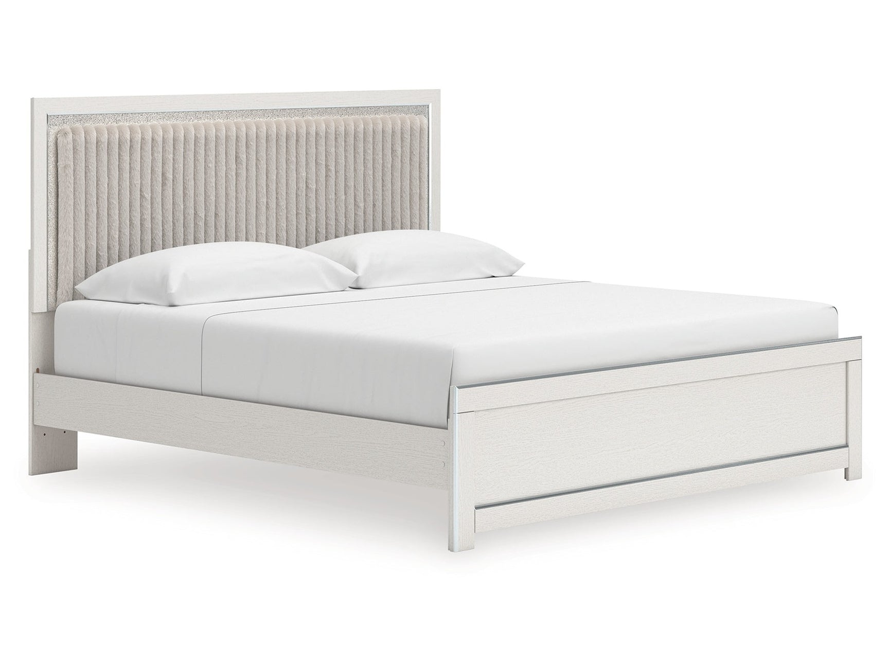 Zuraleus White King Upholstered Panel Platform Bed - Ornate Home