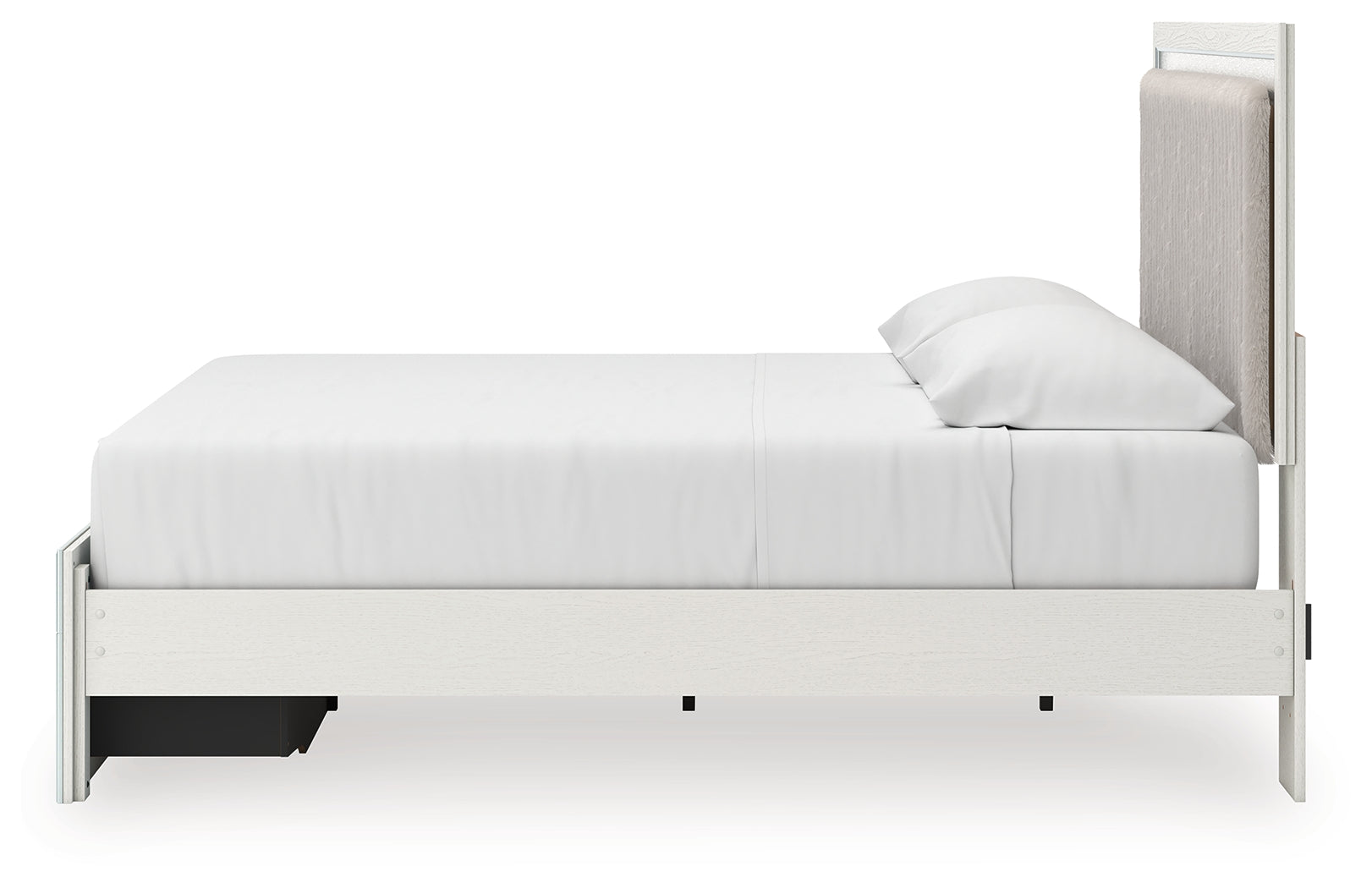 Zuraleus White King Upholstered Panel Platform Storage Bed (Online Special Price) - Ornate Home