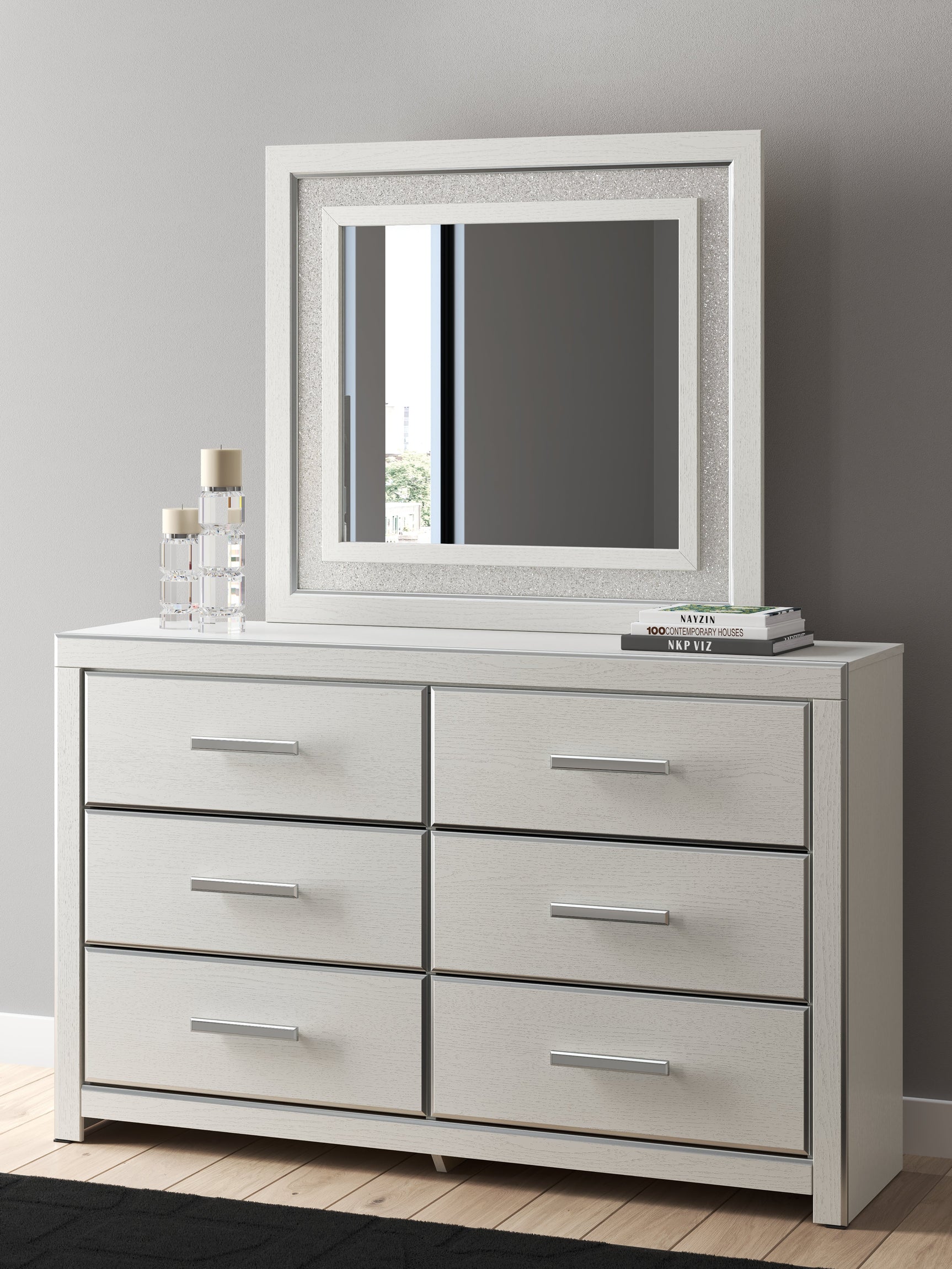Zuraleus White Queen Storage Bedroom Set with Dresser, Mirror and Nightstand (Online Special Price) - Ornate Home