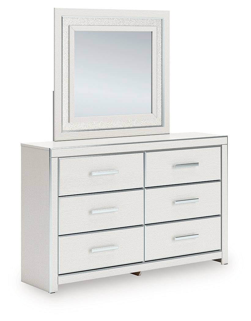 Zuraleus White Queen Upholstered Panel Bed, Dresser and Mirror - Ornate Home