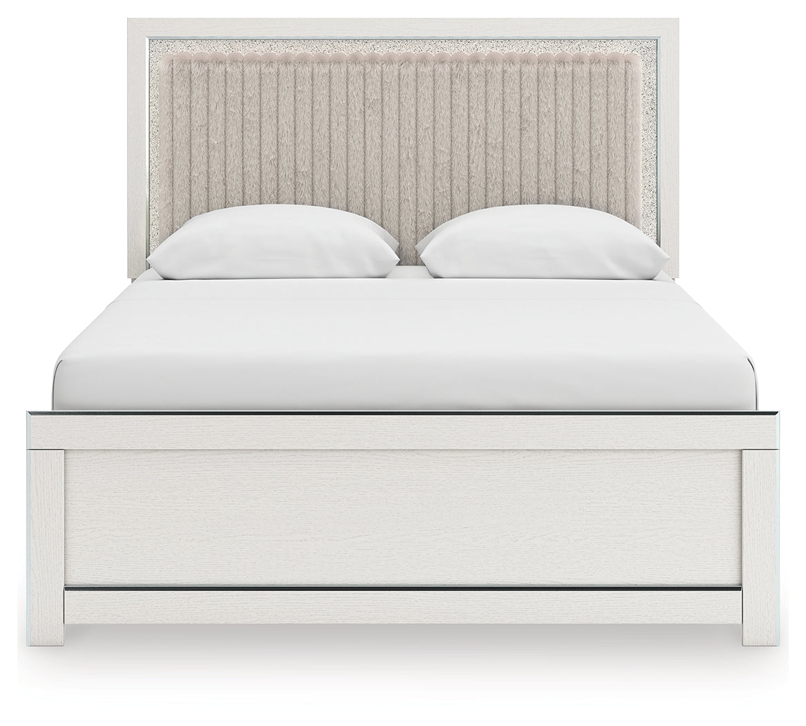 Zuraleus White Queen Upholstered Panel Platform Bed (Online Special Price) - Ornate Home