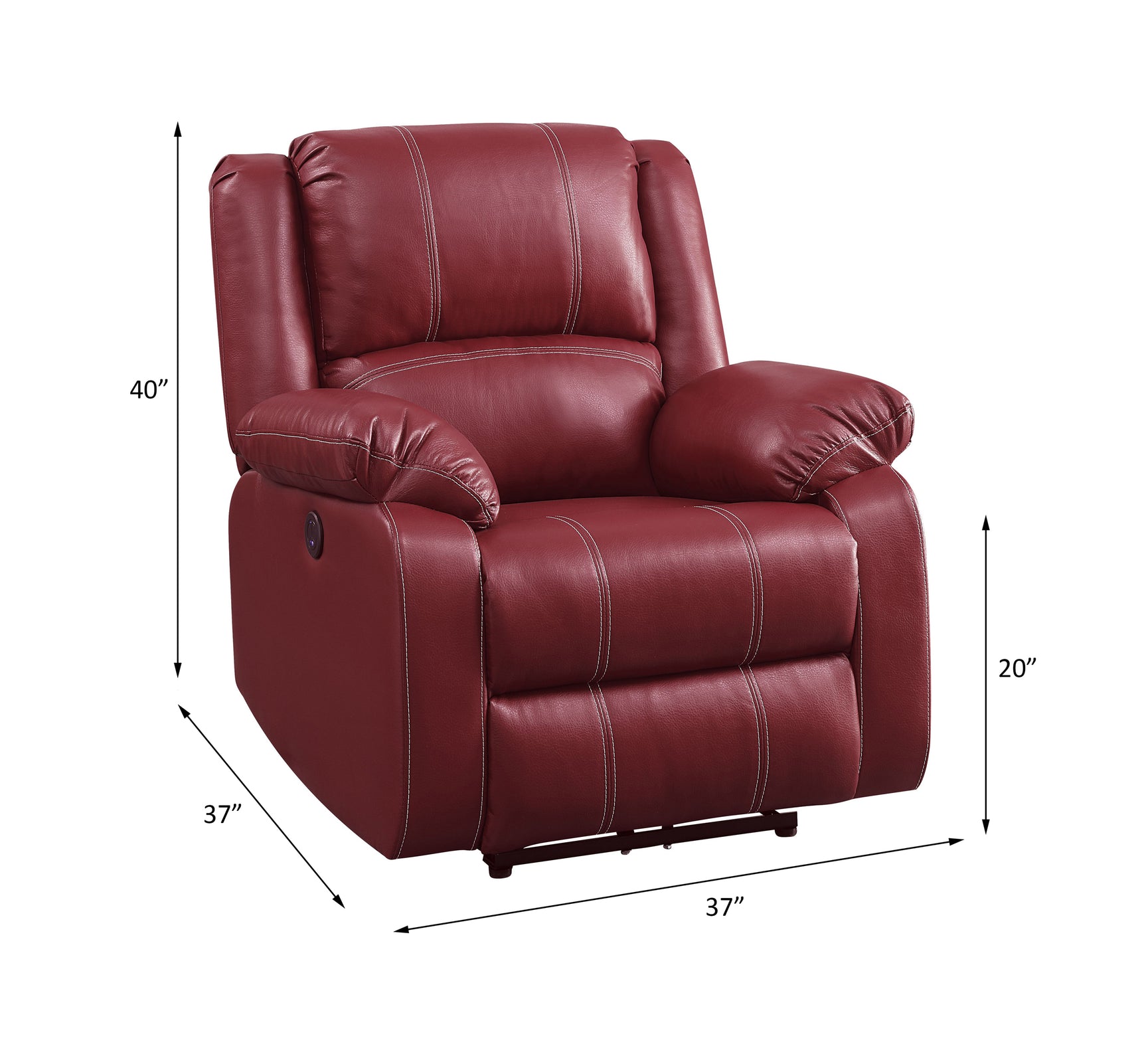 Zuriel Red Power Motion Recliner W/USB - Ornate Home