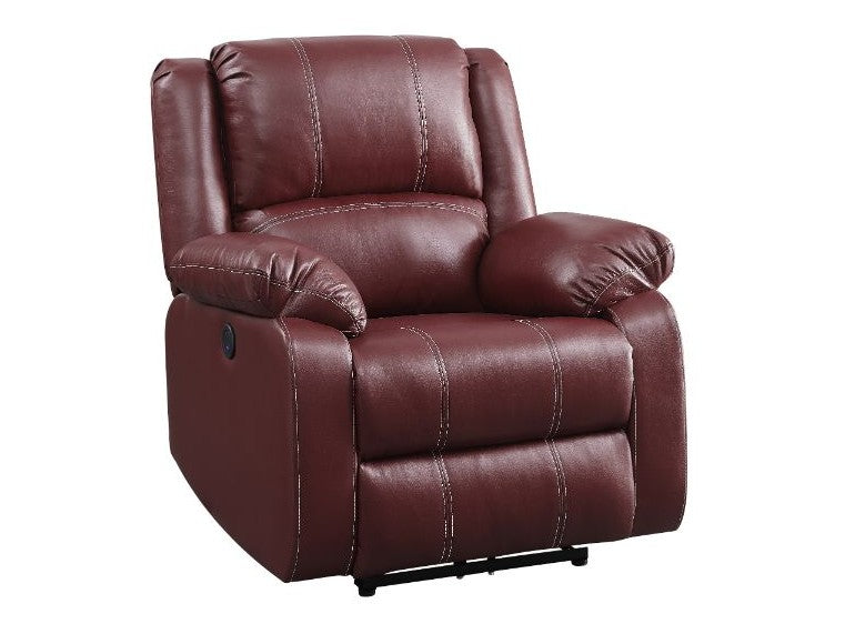 Zuriel Red Power Motion Recliner W/USB - Ornate Home