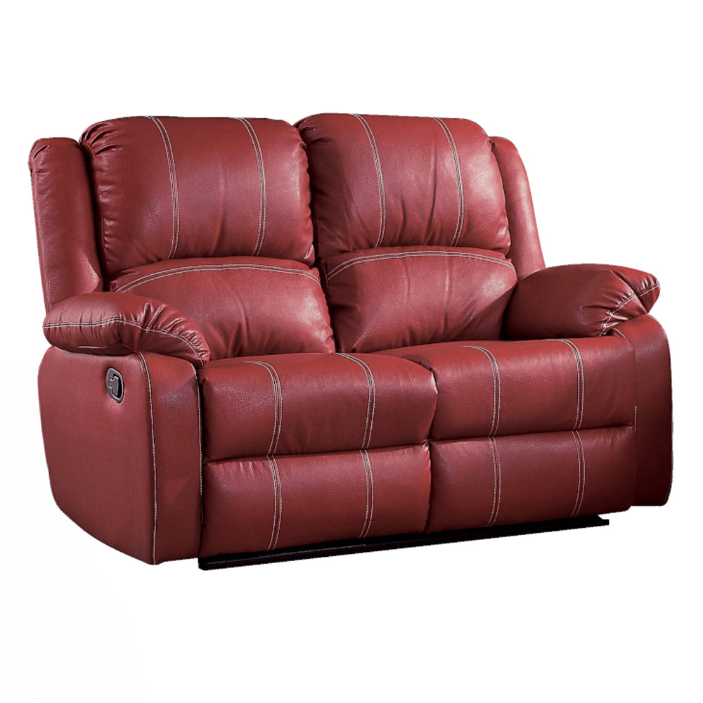 Zuriel Red Synthetic Leather Motion Loveseat - Ornate Home
