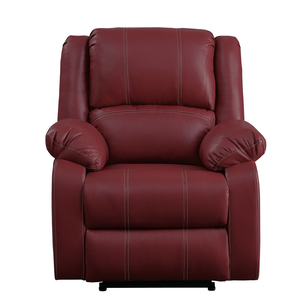 Zuriel Red Synthetic Leather Motion Rocker Recliner - Ornate Home