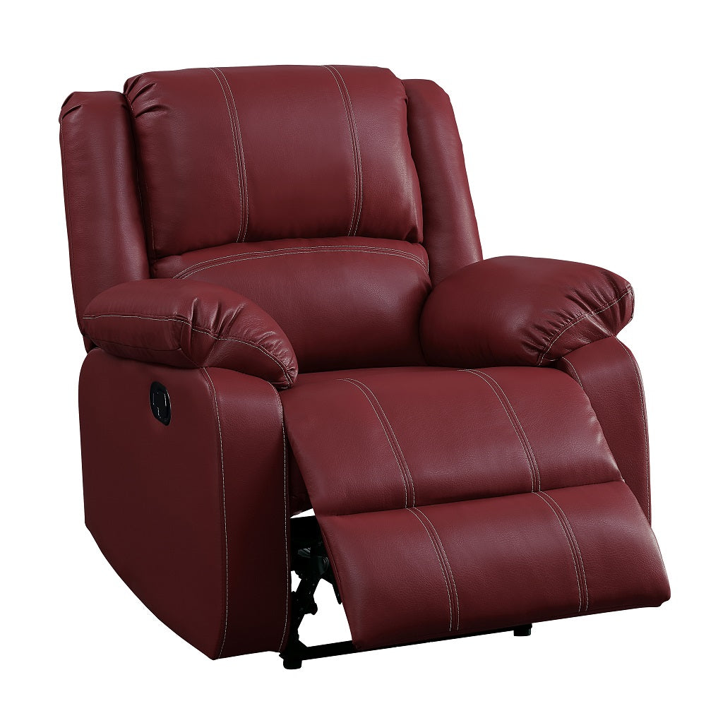 Zuriel Red Synthetic Leather Motion Rocker Recliner - Ornate Home
