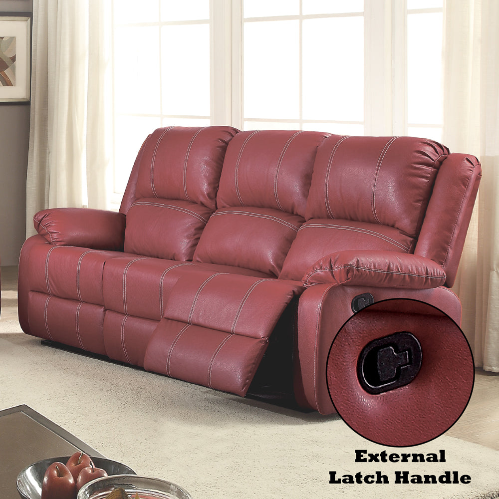 Zuriel Red Synthetic Leather Motion Sofa - Ornate Home