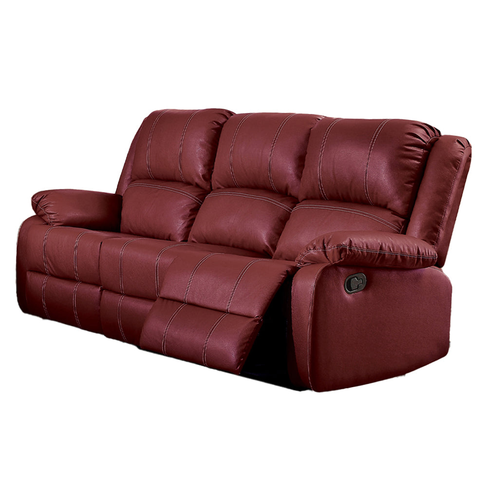 Zuriel Red Synthetic Leather Motion Sofa - Ornate Home