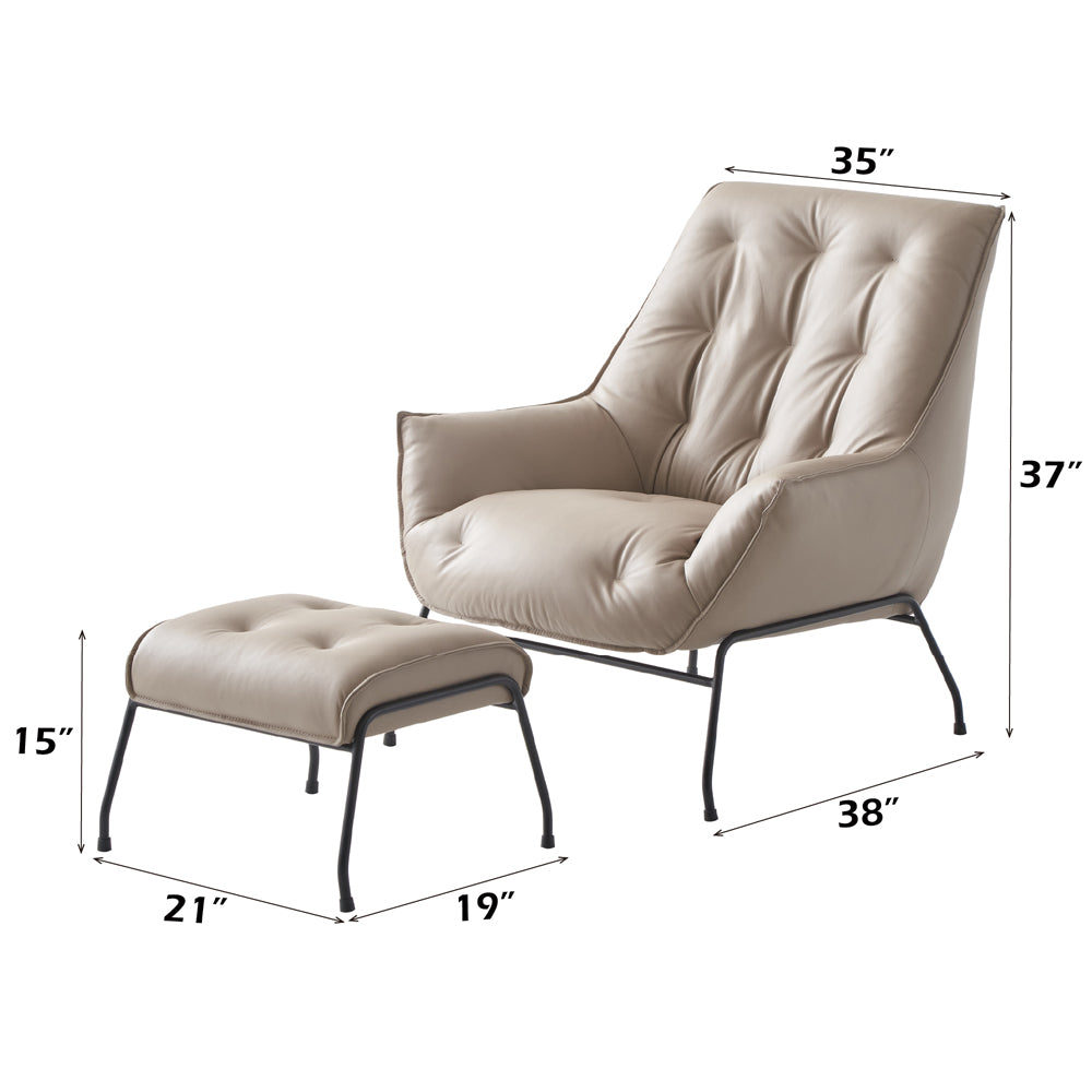 Zusa Grain Accent Chair & Ottoman - Ornate Home