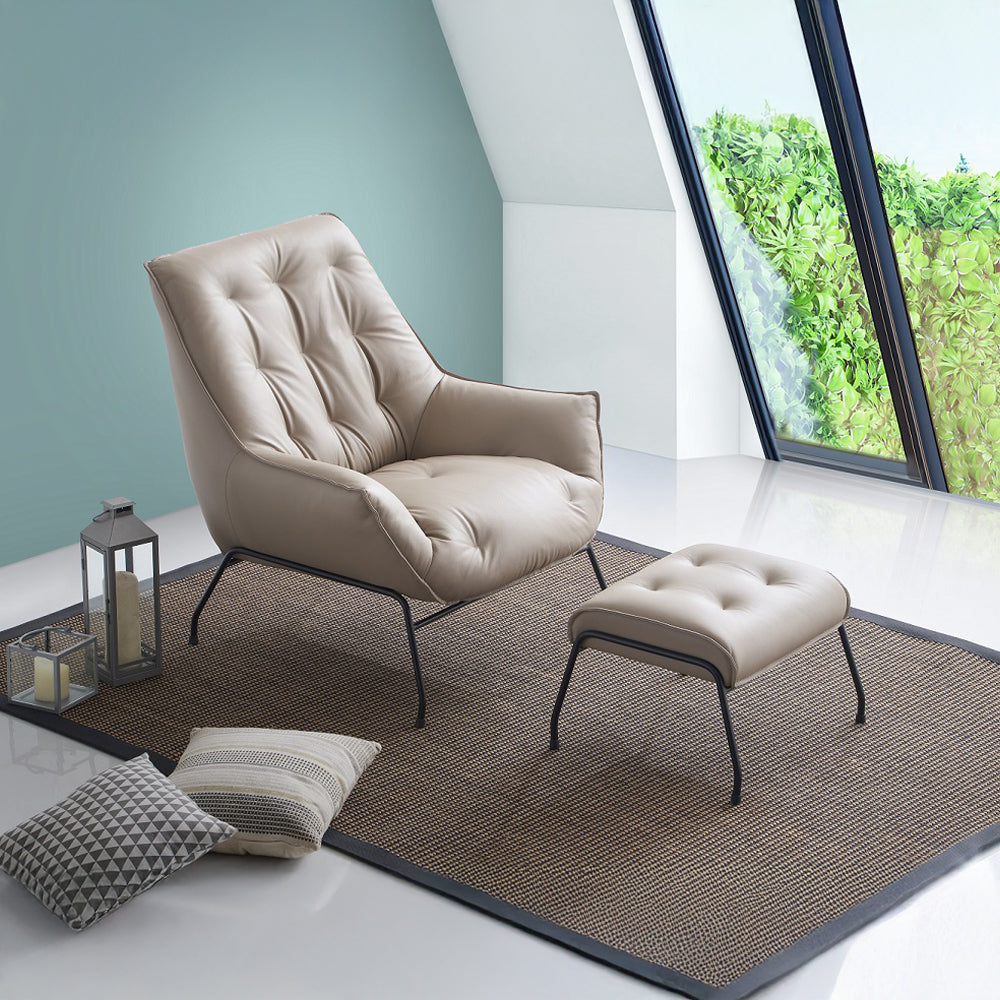 Zusa Grain Accent Chair & Ottoman - Ornate Home