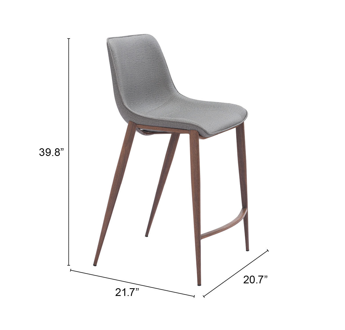 Magnus Slate Gray & Walnut Counter Stool (Set of 2)