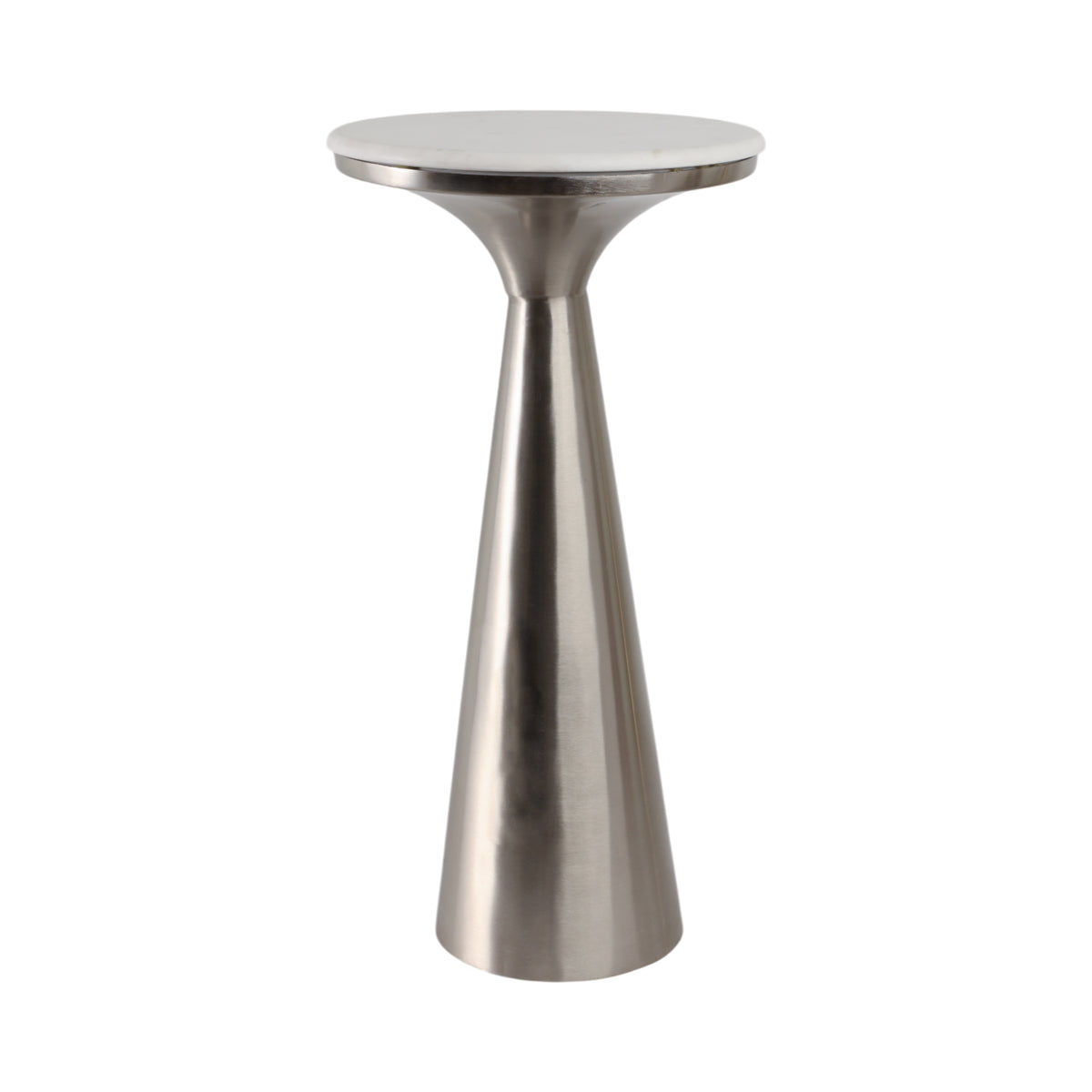 Redcrest White/Silver Tapered Mtal Base and Marble Drnk Table