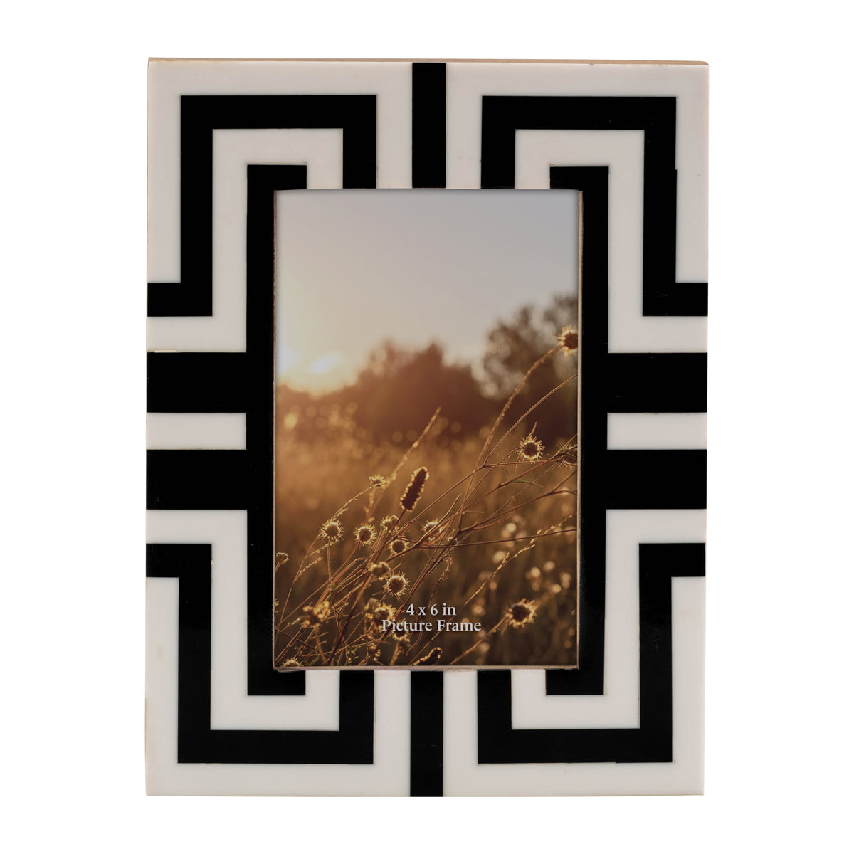 Del Ray Black/White Resin 4x6 Photo Frame