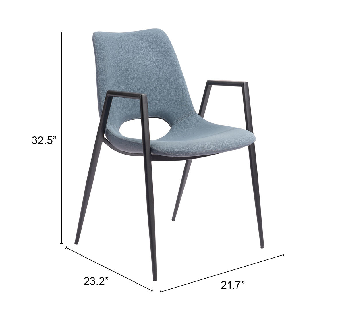 Desi Azure Gray Dining Chair (Set of 2)