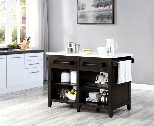 Darwid White/Espresso Kitchen Island