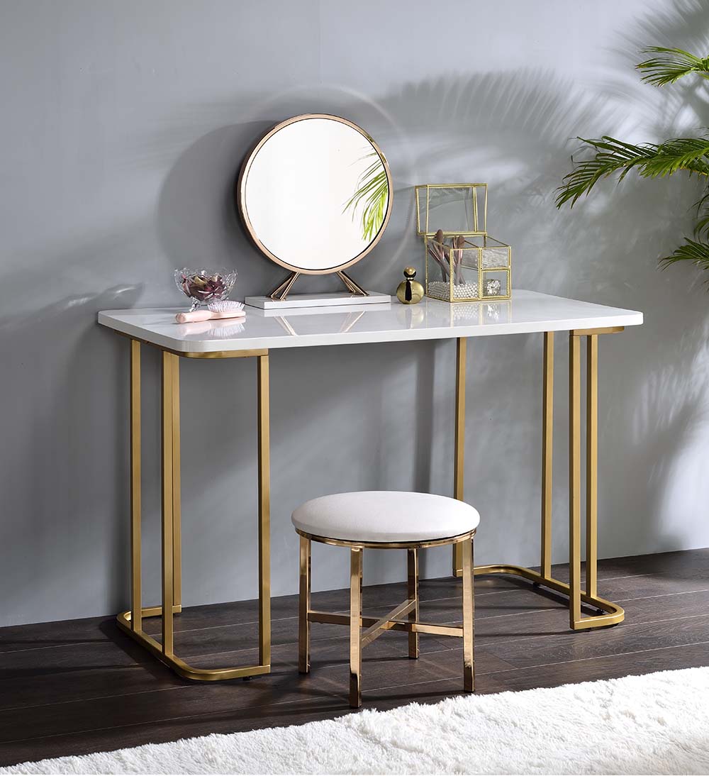 Estie White/Gold Writing Desk