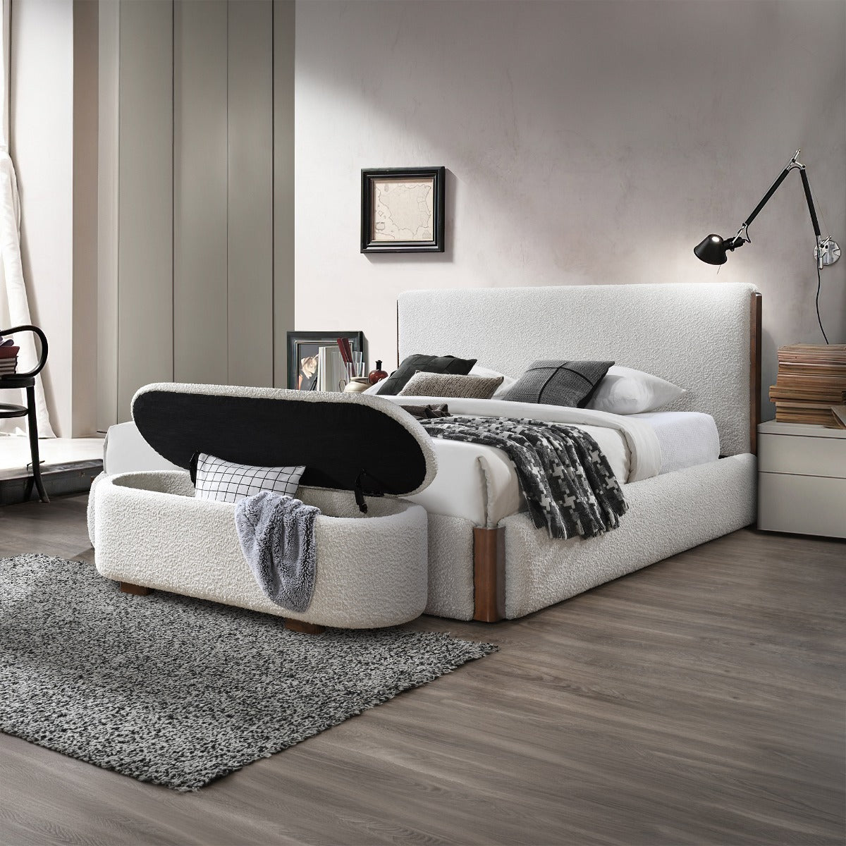 Sandro Beige/Walnut Bench w/Storage