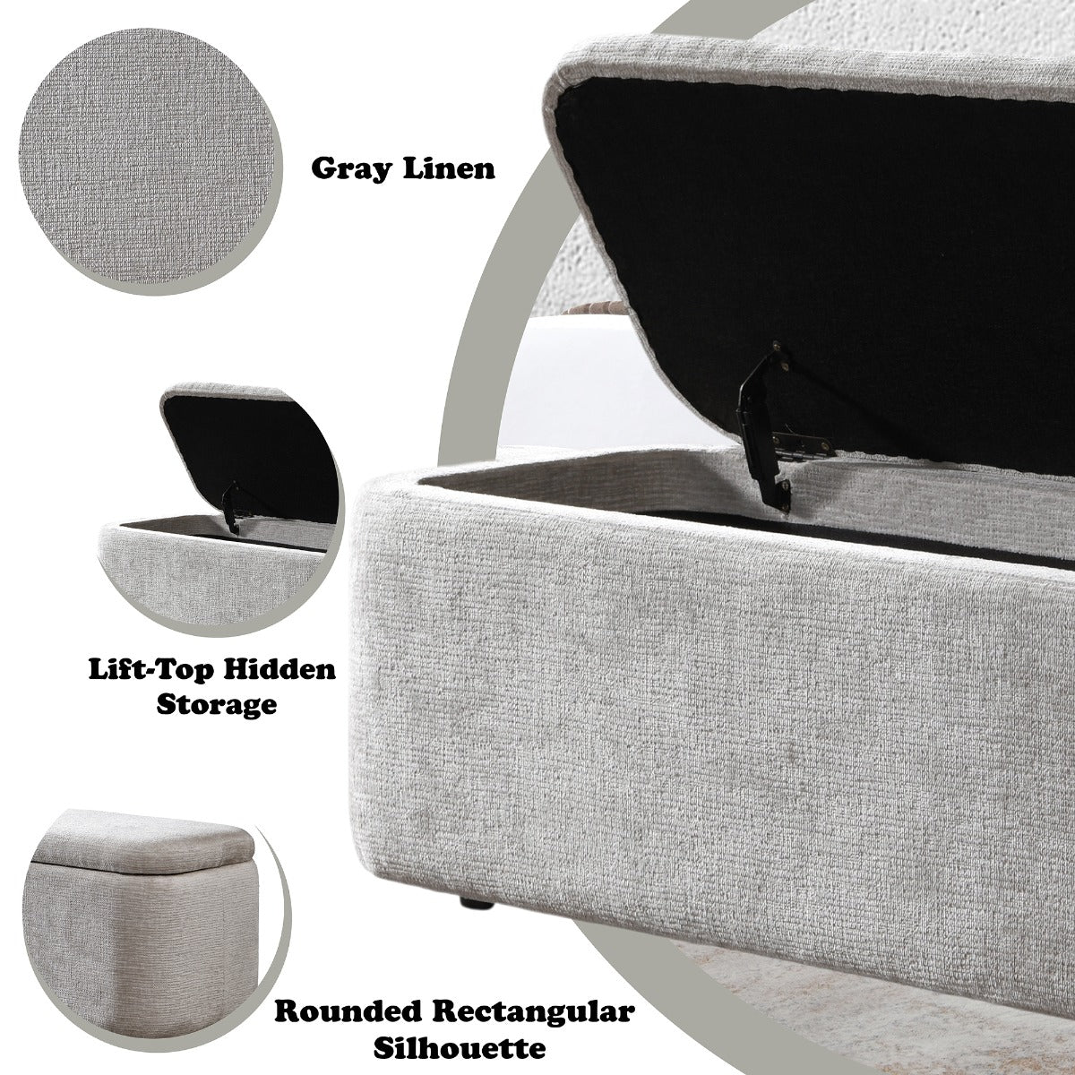 Orane Gray Bench w/Storage