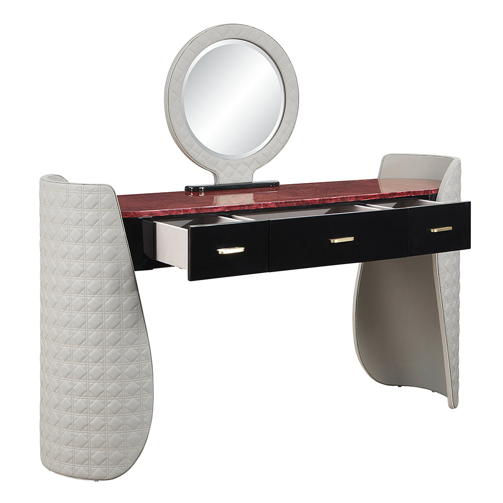Jamonica Gray/Glossy Wood Grain Top Vanity Desk