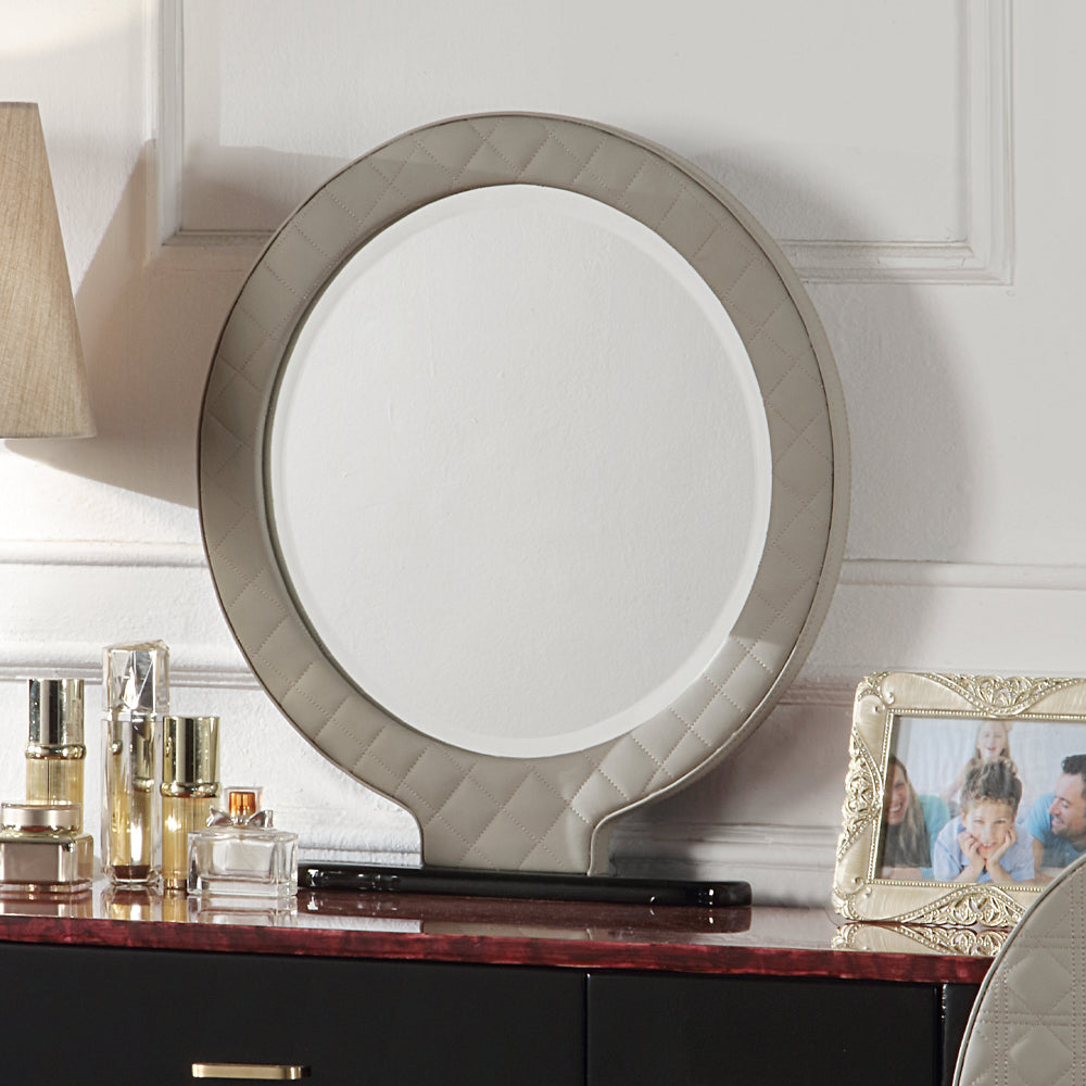 Jamonica Gray/Glossy Wood Grain Top Vanity Mirror