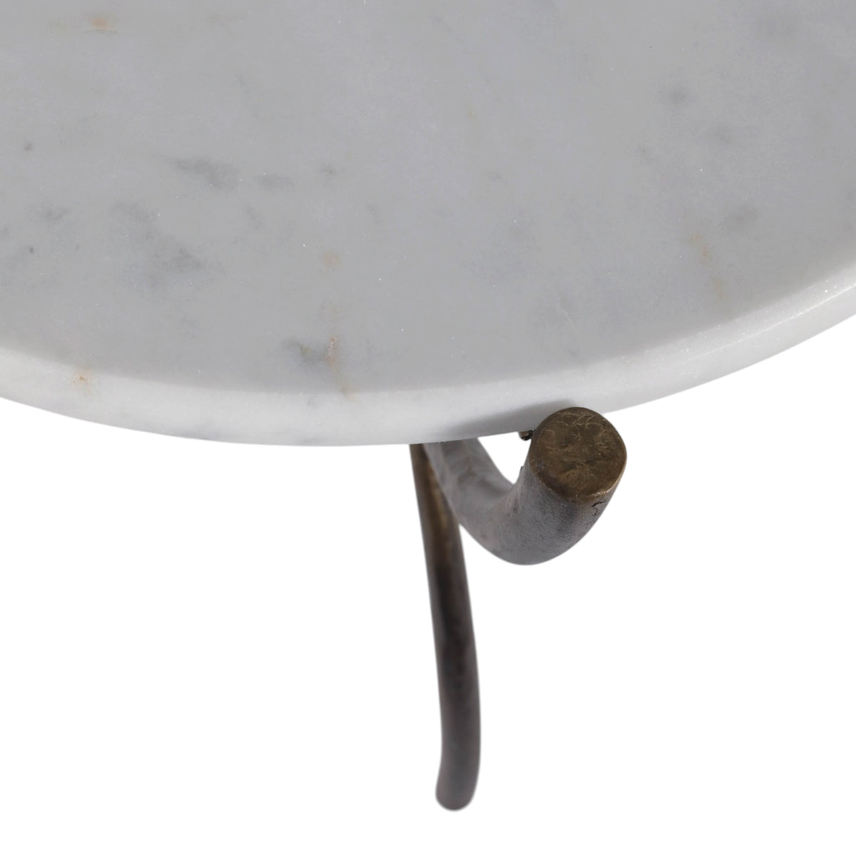 Gorman White/Bronze Accent Table with Curved Legs and Marble